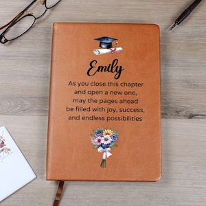 Personalized Graduation Gift Journal, Custom Name Notebook, Customized A5 Vegan Leather, Graduate Gift Class of 2024, Grad Gifts for Her D07