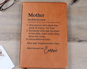 Mother's Day Journal Gift, Personalized Mom Journal, A5 Vegan Leather Notebook, Prayer Journal, Recipe Notebook, Gift for Mom, Mother D01
