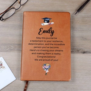 Personalized Graduation Gift Journal, Custom Name Notebook, Customized A5 Vegan Leather, Graduate Gift Class of 2024, Grad Gifts for Her D11
