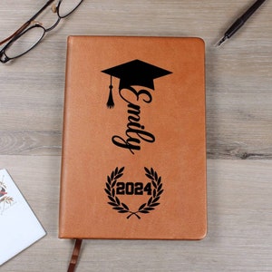 Custom Graduation Gift Name Notebook, Personalized Journal, Customized A5 Vegan Leather, Class of 2024 Grad Gift, College Graduation D03