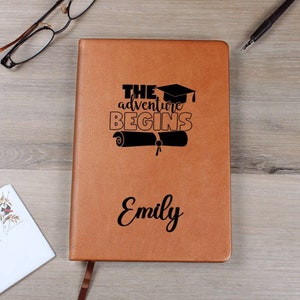 Personalized College Graduation Journal, Custom Name Notebook, Customized A5 Vegan Leather, Class of 2024 Graduate, Graduation Gifts D05