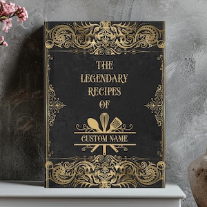 Personalized Recipes Journal, Custom Name Vintage Hardcover Recipe Book Gift, Family Cookbook, Cook Book, Family Chef Cooking Journal H01