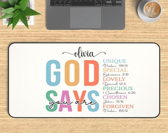 Personalized Prayer Desk Mat, Positive Affirmations Mousepad, Spiritual Gift Mouse Pad, Gaming Deskmat, Christian Gift, Religious Gift