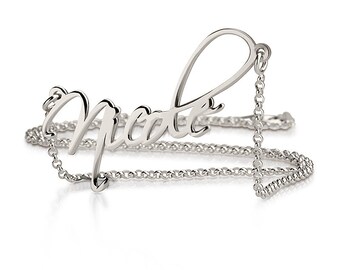 Personalized Name Necklace -925 Sterling Silver - Script font handwriting design
