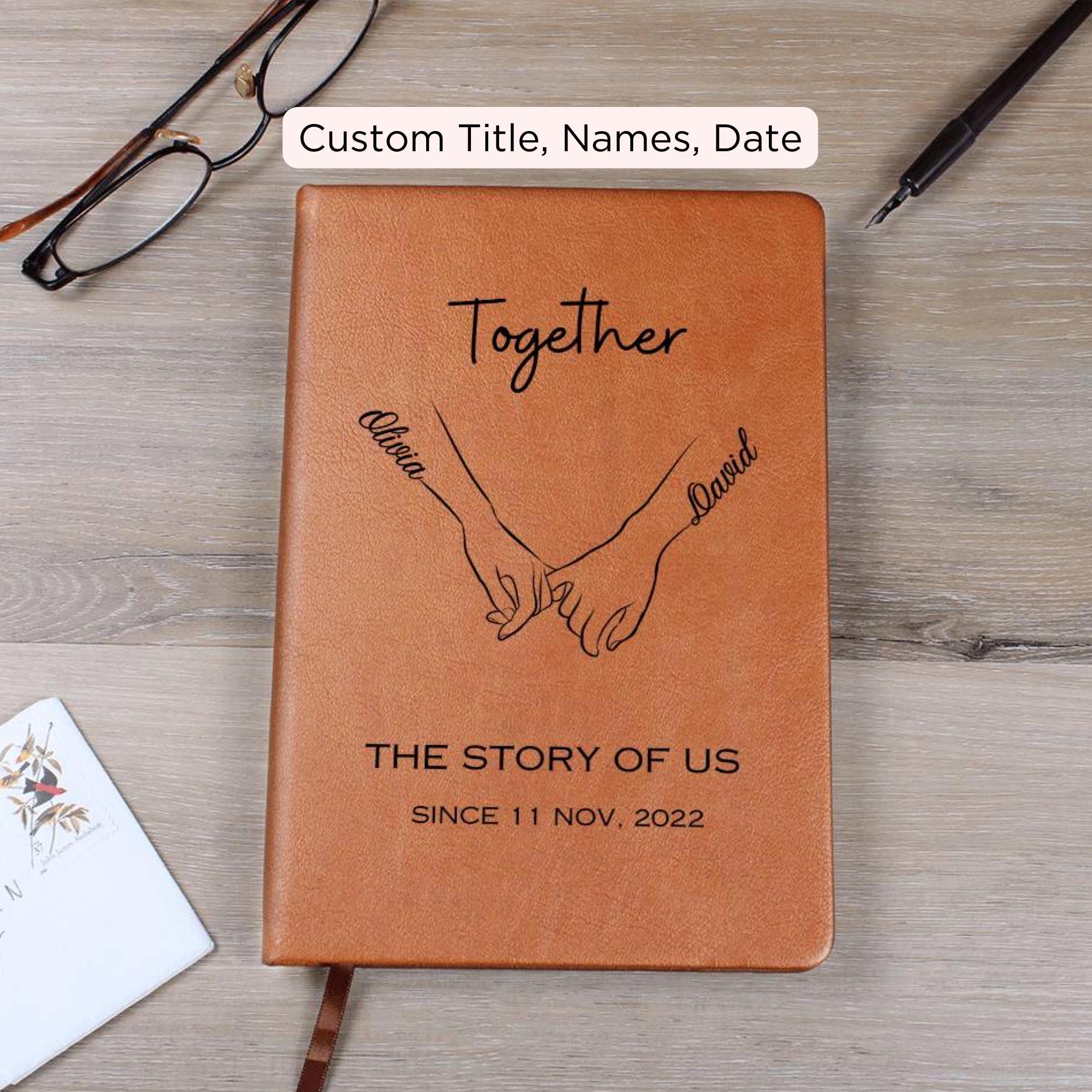 Personalized Couple&#39;s Journal Name Notebook, Custom Valentine&#39;s Journal, Customized A5 Vegan Leather, Gift for Wife or Husband, Anniversary