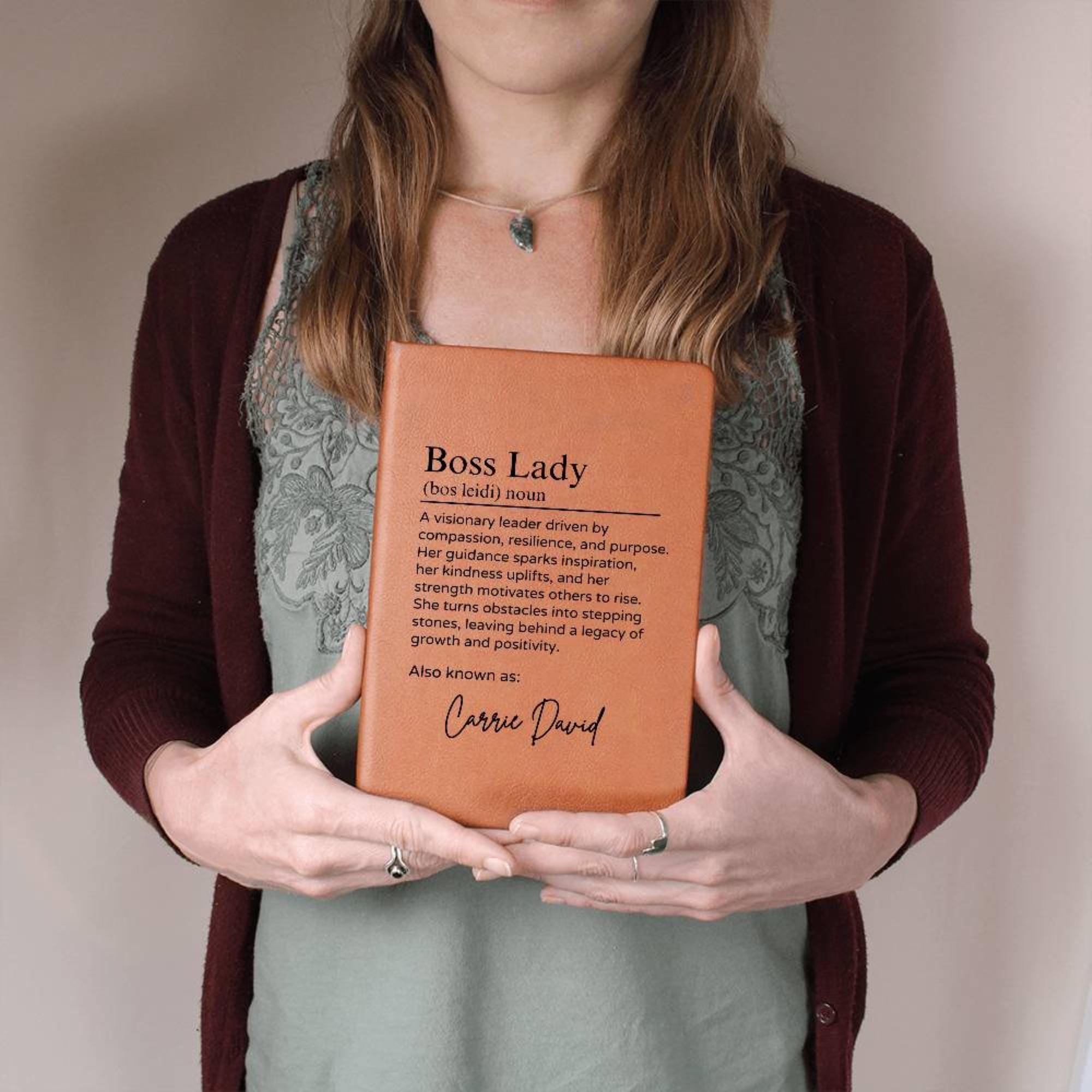 Personalized Boss Lady Journal, Coworker Gifts for Women, A5 Vegan Leather Lined Notebook, Appreciation Thank You Gift D04