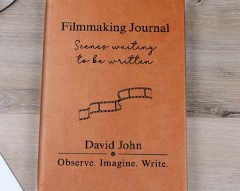 Filmmaking Personalized Journal –Custom Vegan Leather Notebook,Keepsake Filmmaker Gift for Director, Film Student, Producer, Movie Maker K06