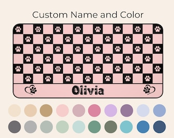Custom Checkered Paw Desk Mat, Personalized Gaming Mouse Pad Large Mousepad, Gift for Cat Dog Pet Mom DeskMat Pad-20 Colors-4 Sizes