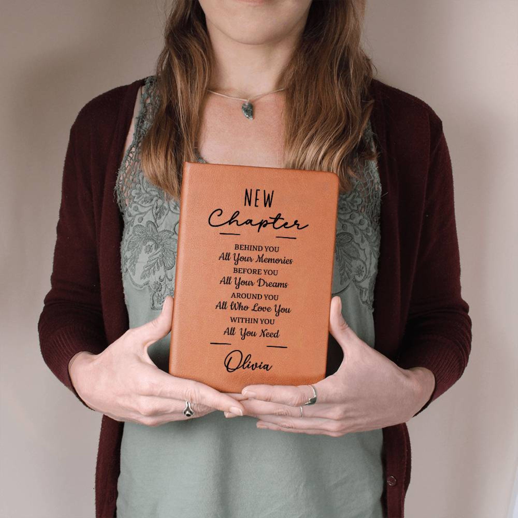 Personalized New Chapter Journal, Custom Name Notebook, A5 Vegan Leather Journal, Retirement Gift, New Beginnings, Coworker Gift D01