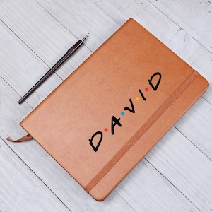 Personalized Friends Fan Journal With Custom Name | Customized Notebook Fan Gift, A5 Vegan Leather Self Care Diary Writing Gifts for Him Her