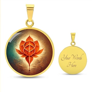 Personalized Lotus Flower Sacral Chakra Necklace, Spiritual Jewelry, Gift for Woman, Buddha Spiritual Pendant, Silver or Gold