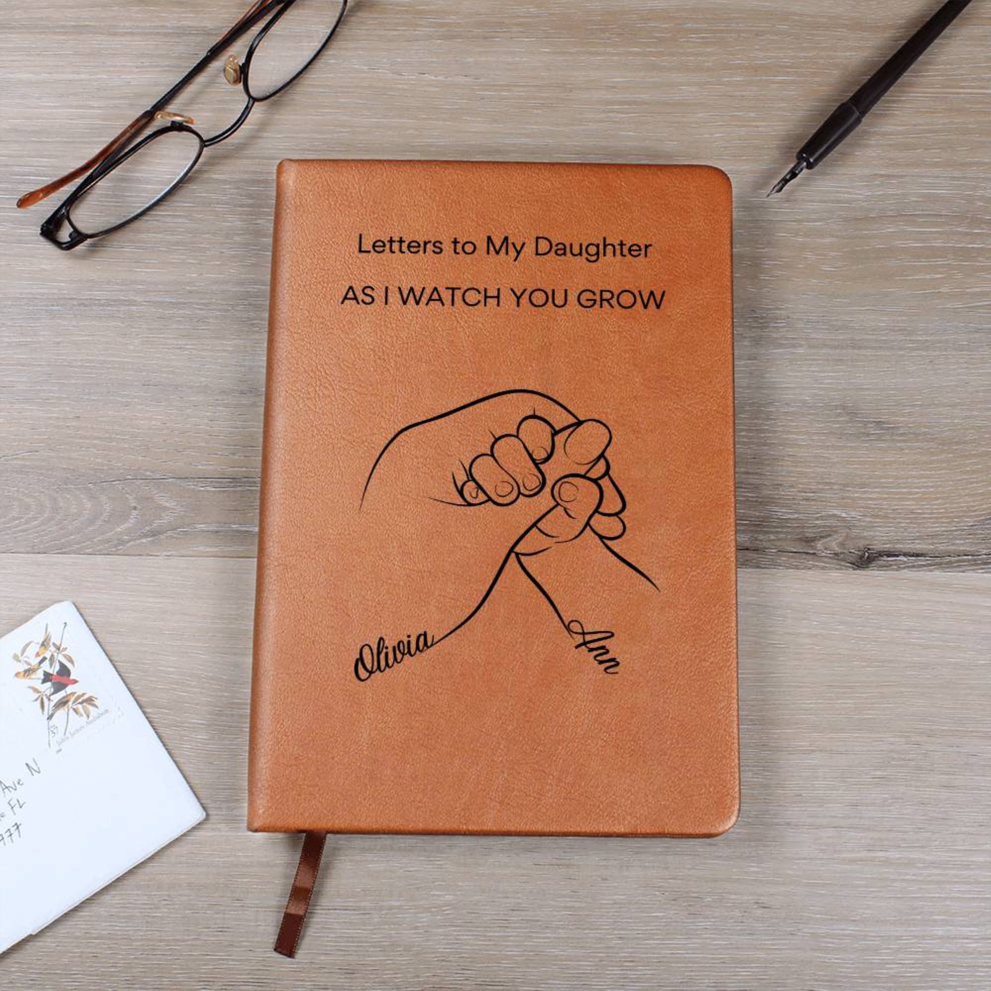 Letters to My Daughter Journal, Pregnancy Journal, Personalized Keepsake A5 Vegan Leather Notebook, Letters to Baby Girl, Baby Shower Gift