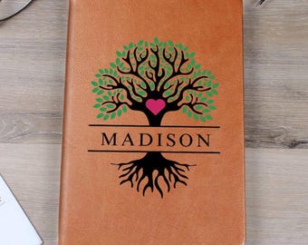 Custom Journal, Personalized Journal Tree of Life, Journal and Notebook with Name, A5 Vegan Leather Lined Notebook, Travel Journals D11
