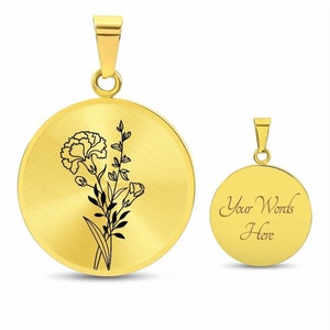 Collar personalizado de flores de nacimiento, collar de flores personalizado, collar floral de oro o plata, regalo para ella, regalos del día de la madre