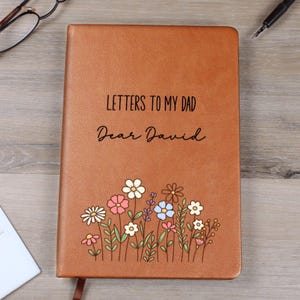 Letters To My Dad Personalized Journal, A5 Vegan Leather Custom Notebook, Grief Journal Memory Keepsake Book Gift, Loss of Dad Father W05