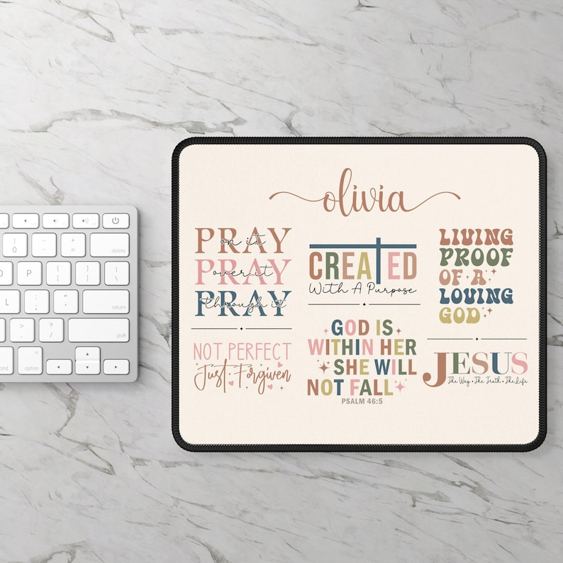 Personalized Christian Desk Mat, Prayer Bible Verse Mousepad, Spiritual ...