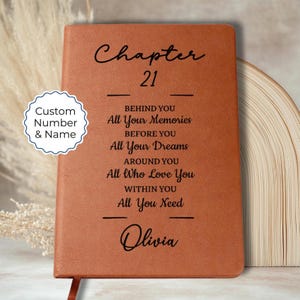 Personalized New Chapter Birthday Journal, Custom Name Notebook, A5 Vegan Leather Journal, Birthday Gift for Her Sister Mom Friend V11