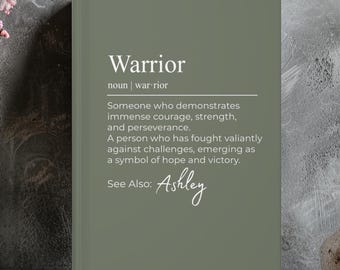 Personalized Warrior Gift for Cancer Survivors, Warrior Definition Journal, Breast Cancer, Motivation Gift, Encouragement Gift,28 Colors C01