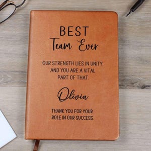 Personalized Best Team Journal, Team Appreciation Gift, Bulk Journals, Corporate Gift, Appreciation Week Gift, Employee Thank You Gift D06