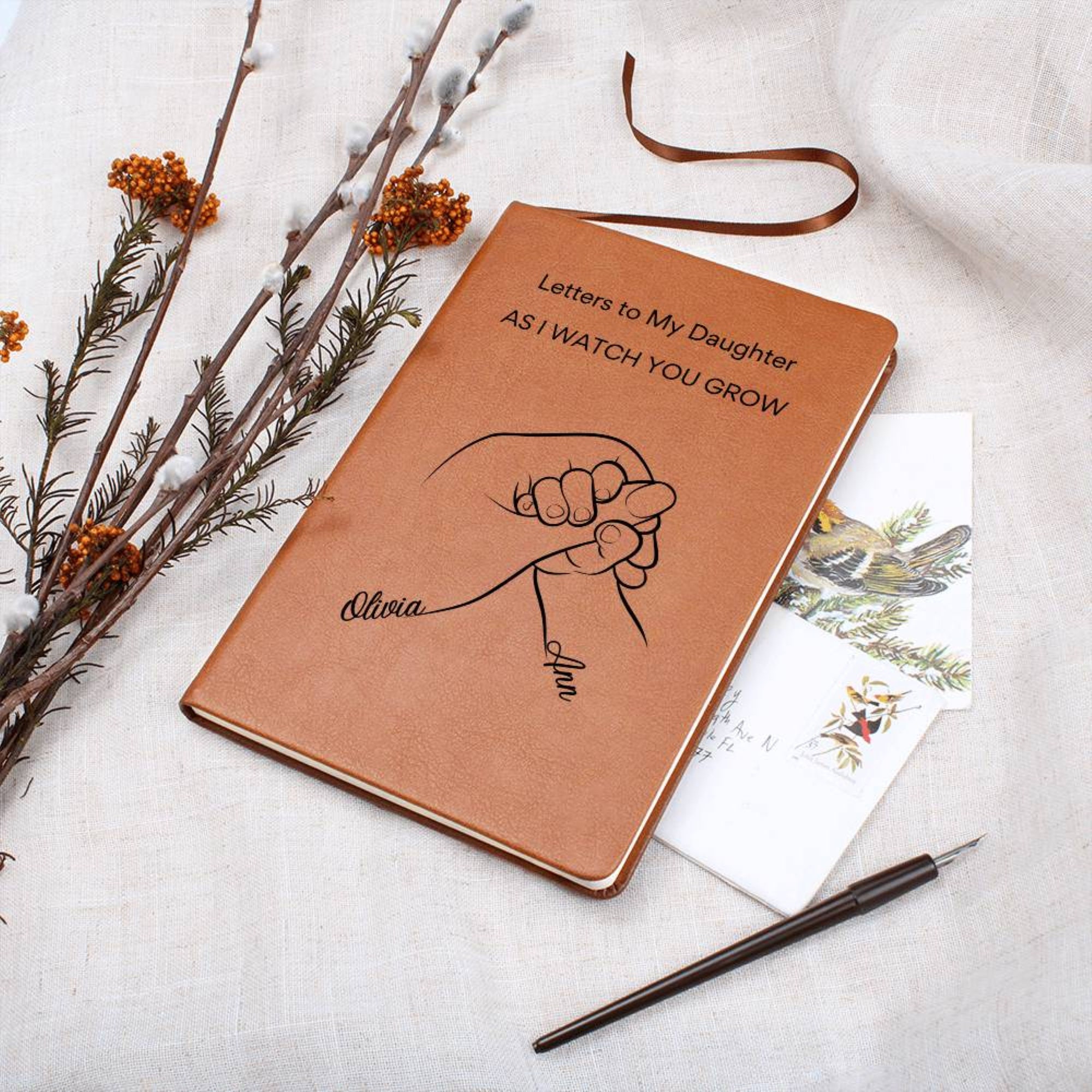 Letters to My Daughter Journal, Pregnancy Journal, Personalized Keepsake A5 Vegan Leather Notebook, Letters to Baby Girl, Baby Shower Gift