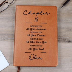 Personalized 18th Birthday Gift Journal, 18 Years Old Custom Name Vegan Leather Notebook,Turning Eighteen Gift for Sister Best Friend Bestie