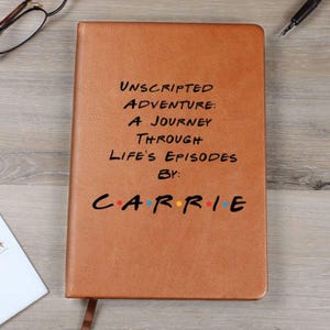 Friends Journal Personalized Name Notebook | Custom Fan Gift | Customized A5 Vegan Leather Self Care Diary Writing, Gift for Friends Fan D03