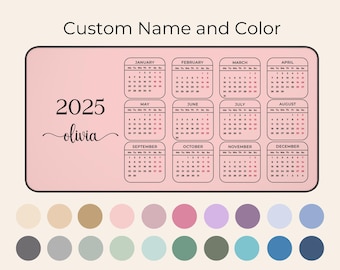 Personalized 2025 Calendar Desk Mat, Custom Name Mouse Pad Large Mousepad, 2025 Desk Calendar Boho Minimalist Office Decor - 4 Sizes D01