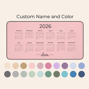 Personalized 2026 Calendar Desk Mat, Custom Name Mouse Pad Large Mousepad, 2026 Desk Calendar Boho Minimalist Office Decor - 4 Sizes D07