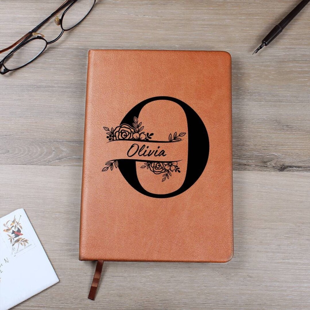 Floral Personalized Initial Journal, Birthday Gift Notebook, Gratitude ...