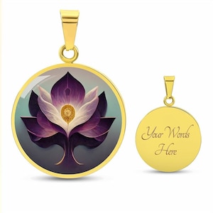 Yoga Lotus Flower Crown Chakra Necklace, Personalized Boho Jewelry, Gift for Woman, Buddha Spiritual Pendant, Silver or Gold