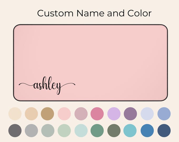 Custom Boho Name Desk Mat, Personalized Gaming Mouse Pad Large Mousepad, Stitched Edges, Handwriting Name Desk Mat Pad-20 Colors-4 Sizes