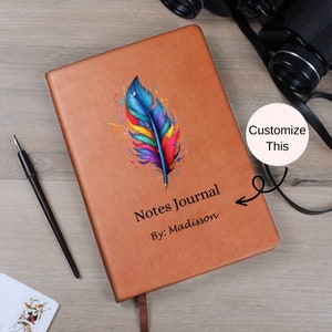 Caderno de anotações personalizado, diário personalizado, presente personalizado, diário vegano de couro, pautado A5, presente para ela, D01