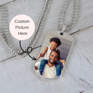 Custom Personalized Dog Tags with Your Picture • Photo Dog Tag Necklace • Stainless Steel Photo Dog Tag Pendant • Boyfriend Gift for Him