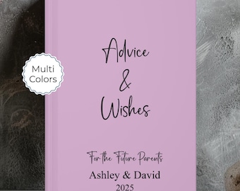 Baby Shower Guest Book Personalized Journal, Custom Notebook Wishes for Baby Advice for Parents, Sign In Book Gender Reveal Girl Boy D219