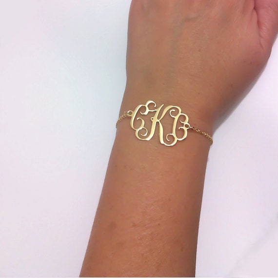 Items similar to Monogram Bracelet 1.2 inch- Personalized Monogram - Gold Filled Pendant and ...