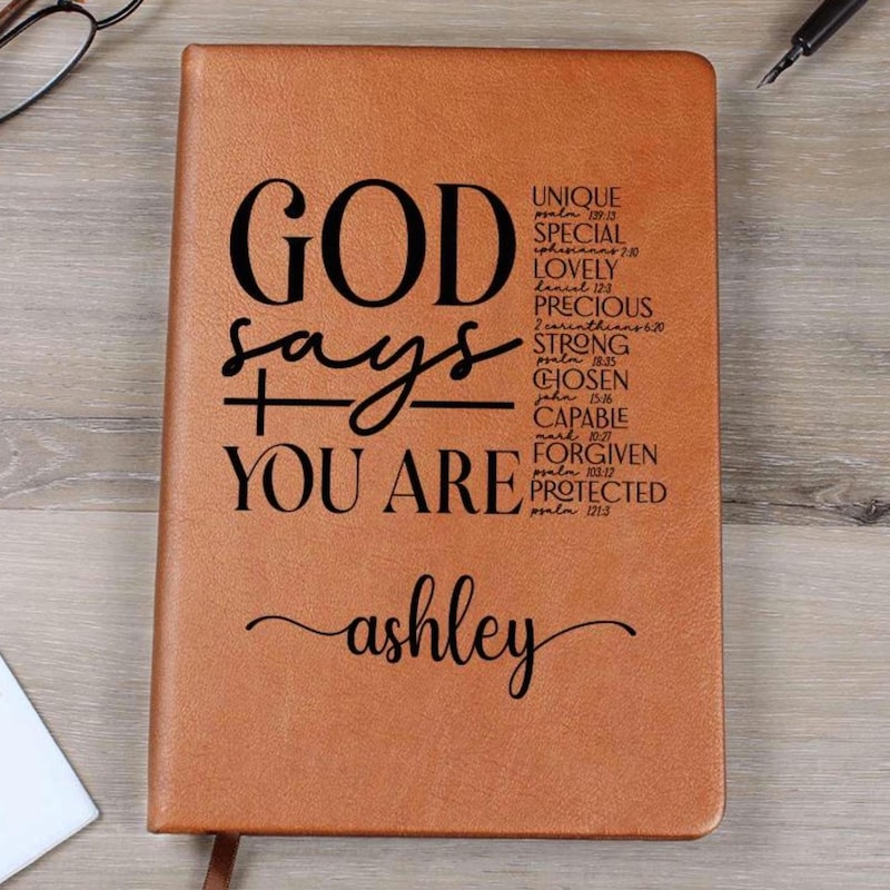 Personalized Prayer Journal For Women, Custom Affirmations Journal Christian Gift Religious Gift for Girls Journal God Says You Are D09