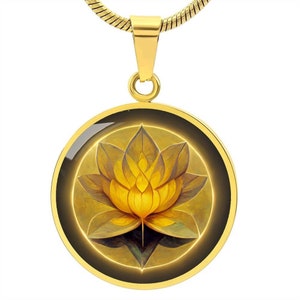 Collar de flor de loto personalizado de chakra del plexo solar, Joyería de arte hecha a mano, Regalo para mujer, Colgante espiritual de Buda, Plata u oro D03