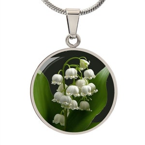 Birth Flower Necklace, May LilyOfTheValley Dainty Birth Month Flower Jewelry, Floral Charm, Silver or 18k Gold, Personalized Gift For Her