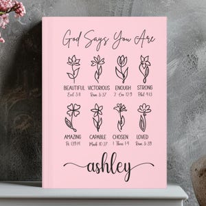 Personalized Christian Journal For Women- Custom Prayer Journal Gift, Affirmations Journal, God Says You Are, Religious Gift for Girls D81