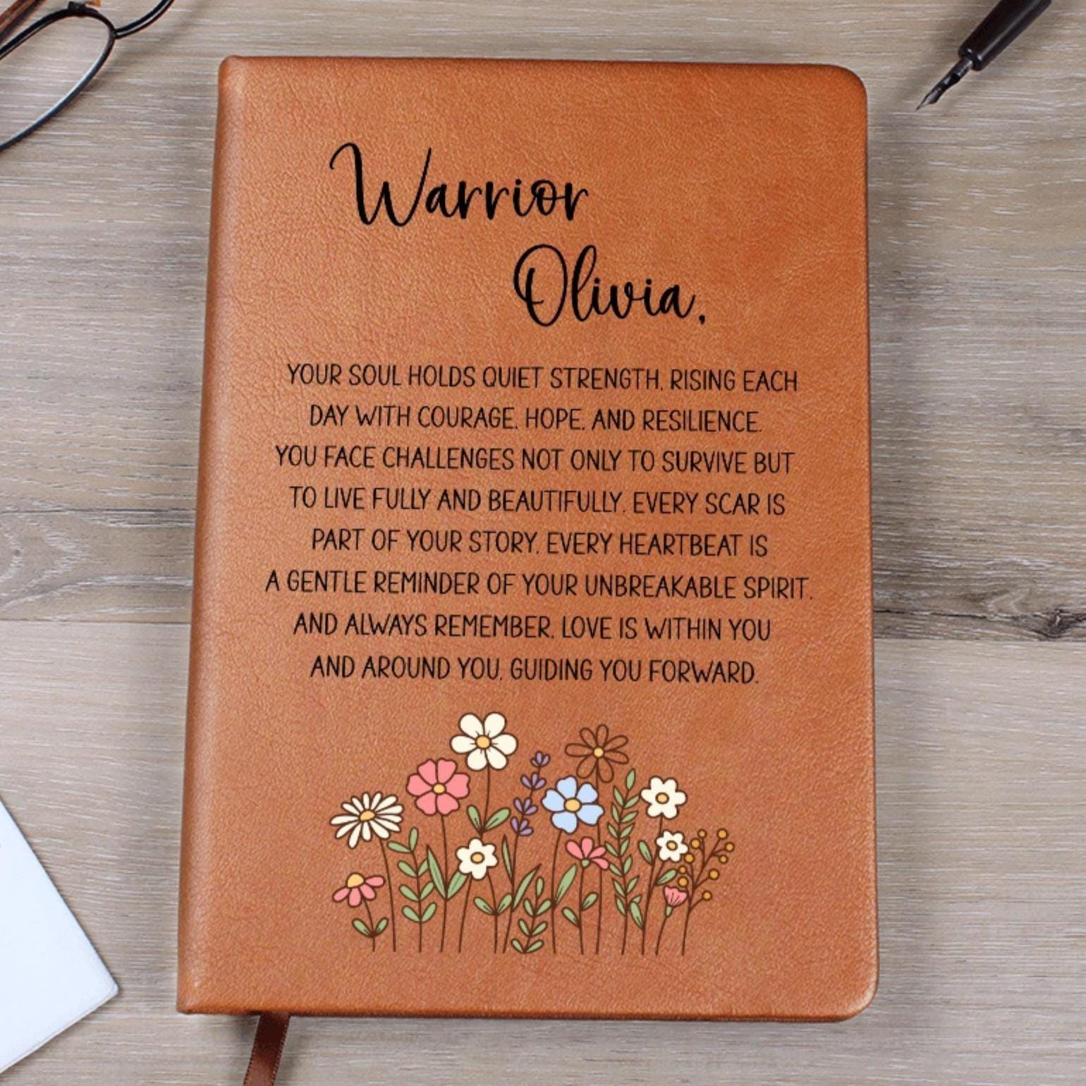 Encouragement Personalized Warrior Journal – Custom Vegan Leather ...