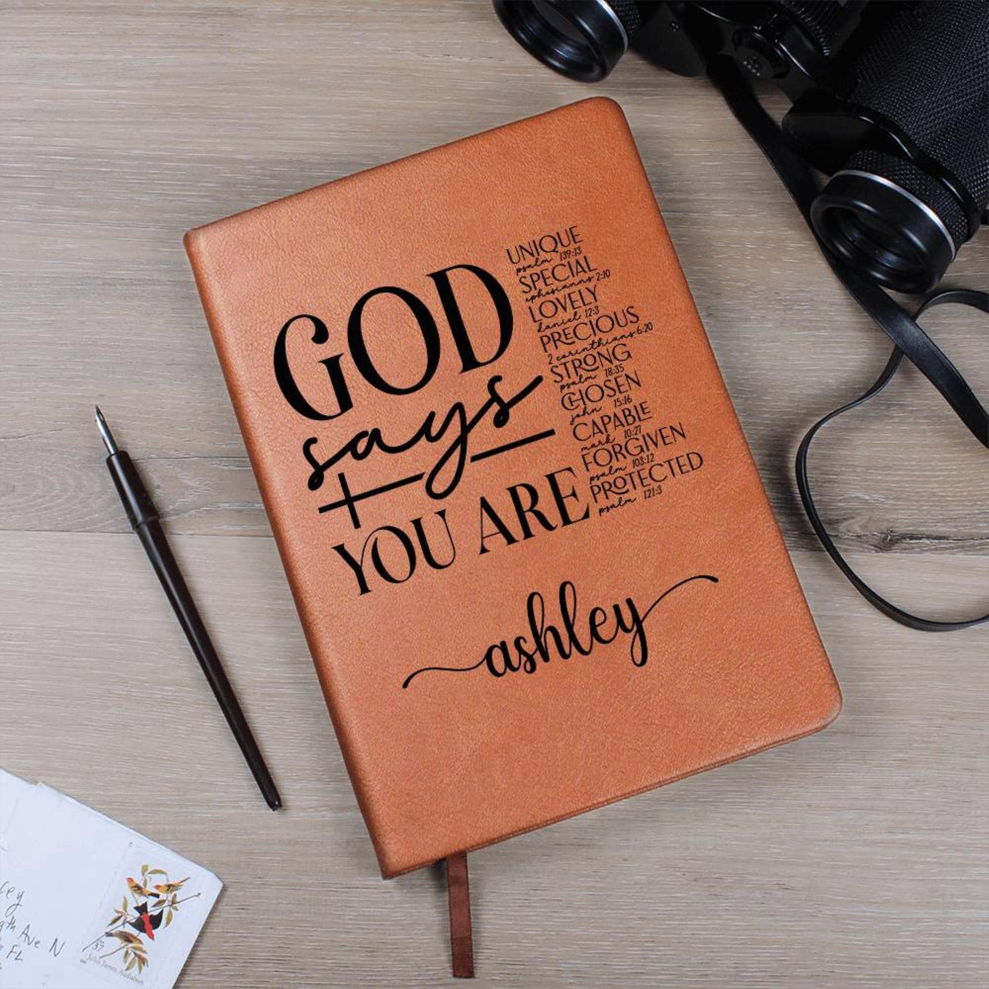 Personalized Prayer Journal For Women, Custom Affirmations Journal Christian Gift Religious Gift for Girls Journal God Says You Are D09