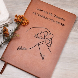 Diario "Cartas a mi hija", diario de embarazo, cuaderno de cuero vegano A5 de recuerdo personalizado, cartas para mi bebé, regalo para baby shower