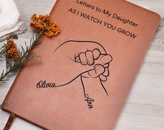 Letters to My Daughter Journal, Pregnancy Journal, Personalized Keepsake A5 Vegan Leather Notebook, Letters to Baby Girl, Baby Shower Gift