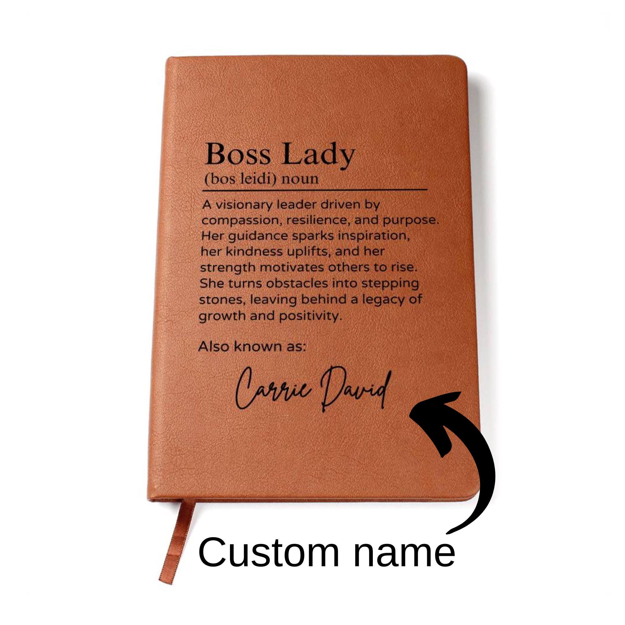 Personalized Boss Lady Journal, Coworker Gifts for Women, A5 Vegan Leather Lined Notebook, Appreciation Thank You Gift D04