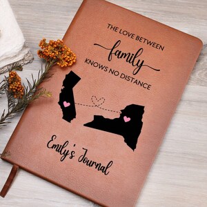 Personalisiertes Fernalbum, A5 Vegan Leder Individuelles Notizbuch mit Zwei Zustand & Name, Geschenk für Familienmitglieder, Umzugsgeschenk D01