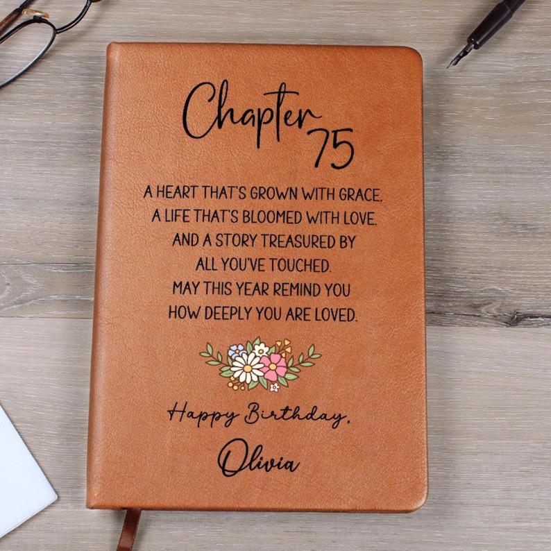 75th Birthday Gift Personalized Journal,75 Years Old Custom Name Vegan ...