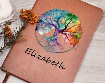 Personalized Vegan Leather Journal, Tree of Life Custom Journal Notebook, Personalized Gifts for Her or Him, Gratitude Prayer Cute Journal