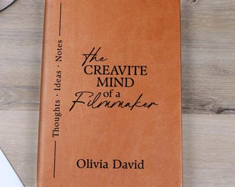 Filmmaker Gift Personalized Journal, Custom Name Vegan Leather Notebook, Gifst for Film Crew Teacher Student Director Movie Producer E04