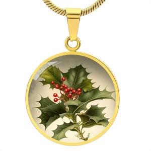 Birth Flower Necklace, December Holly Dainty Birth Month Flower Jewelry, Floral Charm, Silver or 18k Gold, Personalized Gift For Her