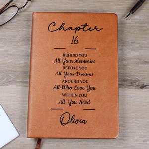 Personalized 16th Birthday Gift Journal, 16 Years Old Custom Name Vegan Leather Notebook, Turning Sixteen Gift for Sister Best Friend Bestie